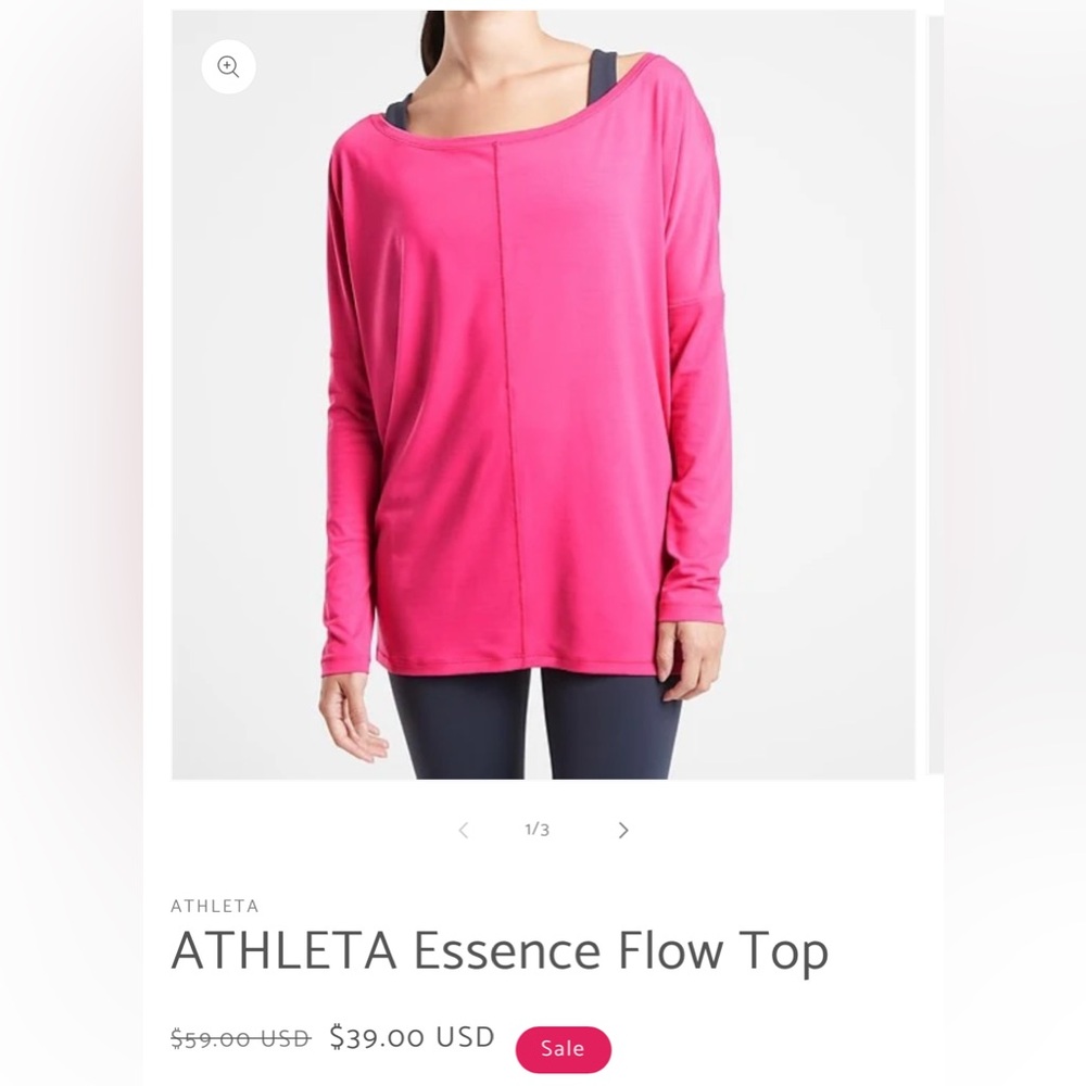 ATHLETA Essence Flow Top large NWT pink yoga